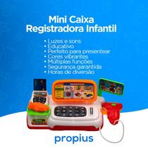 Mini Caixa Registradora Infantil Mercadinho Com Luz E Som Brinquedo Mercado Menino Criança Completa Lojinha Cartão
