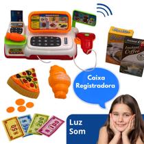 Mini Caixa Registradora Infantil Mercadinho Com Luz E Som Faz de Conta Brinquedo