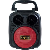 Mini Caixa Som Rádio Portátil Bluetooth LEDs Vermelho SD USB