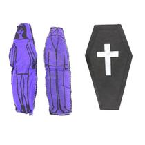 Mini Caixão Preto e Boneco Pano Roxo Ritual Vodu Voodoo Kit