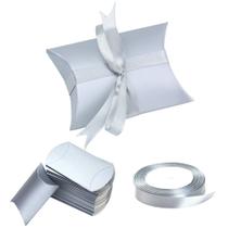 Mini caixas de doces Aokbean, pacote com 100 caixas de chocolate com fita prateada