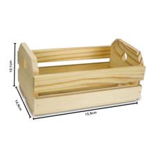 Mini Caixote de Madeira de Pinus - Tamanho: 15,9 x 14,9 x 10,1 cm