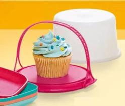 Mini Cake Branco com Rosa Tupperware