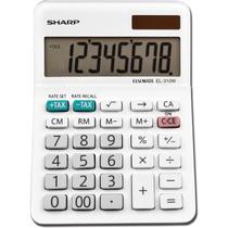 Mini calculadora de mesa Sharp EL310WB LCD de 8 dígitos branca