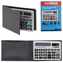 Mini calculadora eletronica 8 digitos de bolso com capa a bateria / solar 8x5,4cm - Campineira utilidades