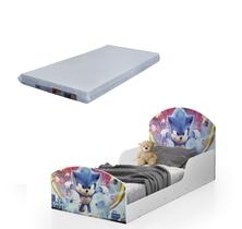Mini Cama Adesivada Infantil 100%Mdf Sonic Com Colchão Incluso