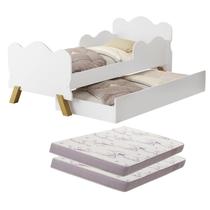 Mini Cama Angel Nuvem Com Auxiliar Proteção Lateral Para Quarto Infantil Com 2 Colchões