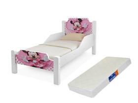 Mini Cama Branca Minnie Rosa com colchão