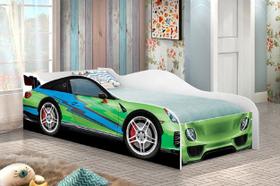 Mini Cama c/ Proteção Lateral Porshe GT Verde - Moveis Casa Brink