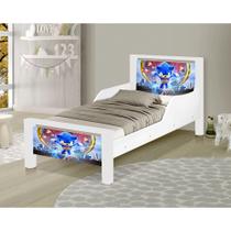 Mini Cama de Criança Infantil Adesivada Sonic para Quarto Infantil com Visual Moderno