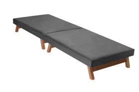 Mini cama dobravel portatil maleta 170x60 c/colchão - pés madeira -d26 -cinza
