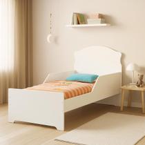 mini cama em MDF com estrado de madeira infantil moderna livia branca com proteção lateral para quarto mini cama em MDF com estrado de madeira infantil moderna livia branca com proteção lateral para quarto
