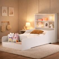 Mini Cama em MDF Liz Infantil Com Proteção Lateral Design Moderno Com Prateleira Organizadora de Brinquedo Mini Cama em MDF Liz Infantil Com Proteção Lateral Design Moderno Com Prateleira Organizadora de Brinquedo