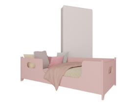 Mini Cama Encanto Infantil Montessoriana Grade Proteção Quarto Criança Meninas Com Colchão Cor Rosa