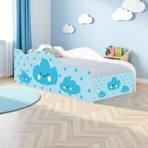 Mini Cama Fun Nuvens Meninos Infantil Com Colchão
