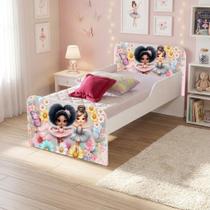 Mini Cama Infantil Adesivada Meninas EM MDF Reforçada Com Colchão