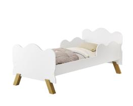 mini cama infantil angel branca com pes de madeira com proteção lateral