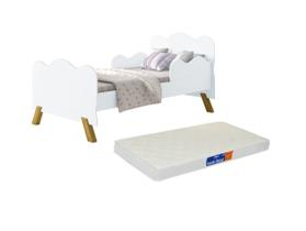 Mini Cama Infantil Angel Pés Retro Branca com colchão