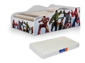 mini cama infantil carro em mdf para quarto de menino com colchao d18 incluso confortável