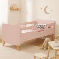 Mini Cama Infantil Cecilia Montessoriana Para Quarto de Menina Estilo Retro Rose MDF Com Proteção Lateral com pés de madeira Mini Cama Infantil Cecilia Montessoriana Para Quarto de Menina Estilo Retro Rose MDF Com Proteção Lateral com pés de madeira