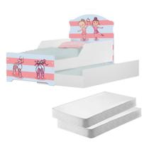 Mini Cama Infantil com Auxiliar Pop Pequenas Bailarinas com Colchões Mini Cama Infantil com Auxiliar Pop Pequenas Bailarinas com Colchões