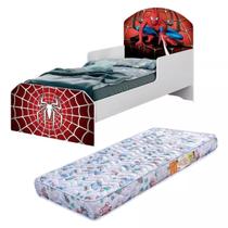 Mini Cama Infantil com Grade Proteção Homem Aranha 100% MDF com Colchão Incluso