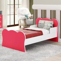 Mini Cama Infantil com Proteção Lateral Arco-íris DJD Móveis Rosa/Branco