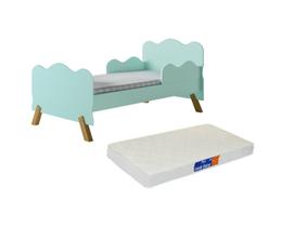 mini cama infantil Cor Menta proteção lateral mdf pes retro de madeira mais colchao