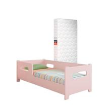 Mini Cama Infantil Encanto Montessoriana Para Quarto De Criança Menina E Menino Com Colchão Com Proteção Lateral Rosa