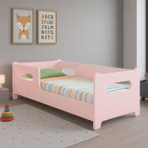 Mini Cama Infantil Encanto Montessoriana Para Quarto De Criança Menina E Menino Sem Colchão Com Proteção Lateral Rosa