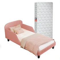 Mini Cama Infantil Estofada Veludo Com Proteção Lateral e Colchão 150x70 Mini Cama Infantil Estofada Veludo Com Proteção Lateral e Colchão 150x70
