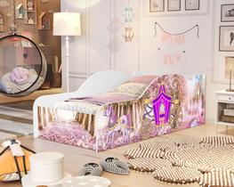 Mini Cama Infantil Juvenil Carro Com Proteção Lateral Adesivada MDF Design Moderno Para Quarto