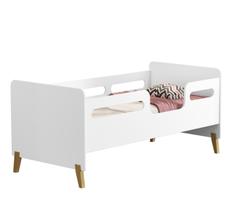 Mini Cama Infantil Juvenil Cecilia Estilo Retro Montessoriana Com Proteção Lateral Moderna Branco