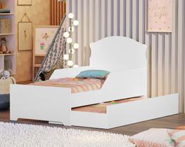Mini Cama Infantil Juvenil Livia Para Quarto de Criança Branco Com Caminha Auxiliar Design Moderno