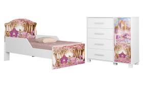 Mini Cama Infantil Livia Adesivada Para Quarto MDF Com Proteção Lateral Com Comoda 4 Gavetas 1 Sapateira Design Moderno Mini Cama Infantil Livia Adesivada Para Quarto MDF Com Proteção Lateral Com Comoda 4 Gavetas 1 Sapateira Design Moderno
