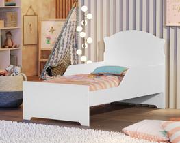 Mini Cama Infantil Livia Com Proteção Lateral MDF Branco Design Moderna Para Quartinho de Criança