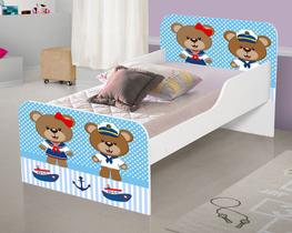 Mini Cama Infantil MDF com adesivo de personagens para Meninas