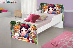 Mini Cama Infantil MDF com adesivo de personagens para Meninas