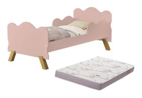 mini cama infantil menina angel rosa mdf com colchao - Mini Me Artigos
