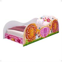 Mini Cama Infantil Menina com Colchão D20 Montessoriana MDF Proteção Lateral Decoração Quarto Tema Reino Princesa Encantada Rosa- RPM