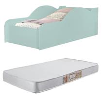 Mini Cama Infantil Meninos Menta C/ Proteção Lateral Colchão