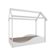 Mini Cama Infantil Montessoriana Casinha Peroba MDF Branco
