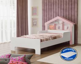 Mini Cama Infantil Montessoriana Estilo Casinha Princesa Cristal Com Proteção Lateral Para Quarto De Criança Menina Com Colchão