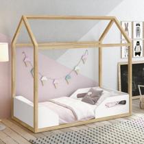 Mini Cama Infantil Montessoriana Zoe Branco/Fosco/Madeira Pinus Mini Cama Infantil Montessoriana Zoe Branco/Fosco/Madeira Pinus
