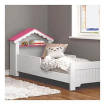 Mini Cama Infantil p/ Quarto Casinha Realeza Branco Com Rosa