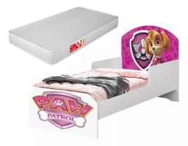 Mini Cama Infantil para Menina com Colchão Patrulha Skye Sky