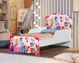 Mini cama juvenil adesivada branco princesas vj móveis