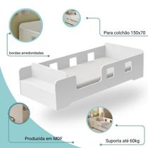 Mini Cama Juvenil Berço Montessoriana Manu De Mdf Com Proteção Lateral Para Quarto Infantil Cantos arredondados
