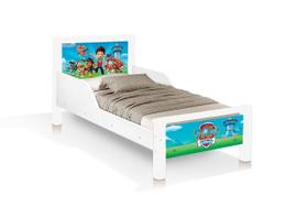 mini cama juvenil branco retro com pes em madeira alto padrão moderno da patrulha canina