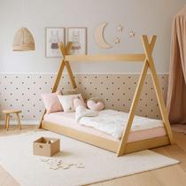 Mini Cama Juvenil Cabana Cor Nature Madeira Maciça Para Colchão 150x70